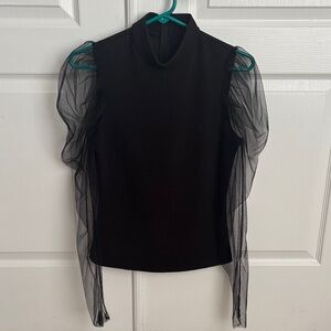 Elegant Black Sheer Sleeve Top